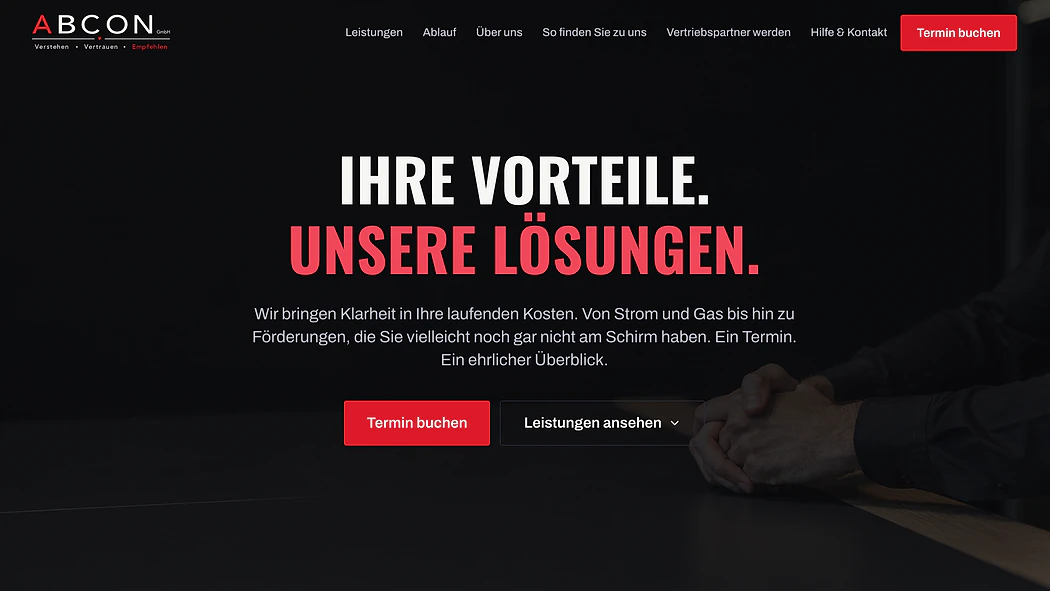 Startseite von ab-con.at in der Desktop-Ansicht